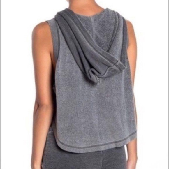 Free People Movement Meadowbrook Sleeveless Hoodie NWT Color: Black Wash… - Picture 3 of 7